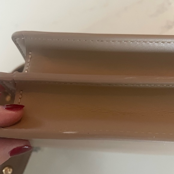 Trina Turk Structured Taupe Purse, flap with magnetic closure, gold hardware - Picture 5 of 5